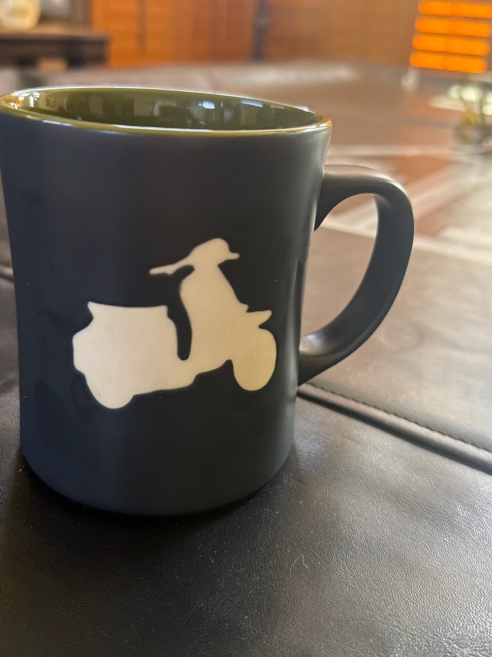 Starbucks Dark Gray Ceramic Mug with White Scooter Silhouette